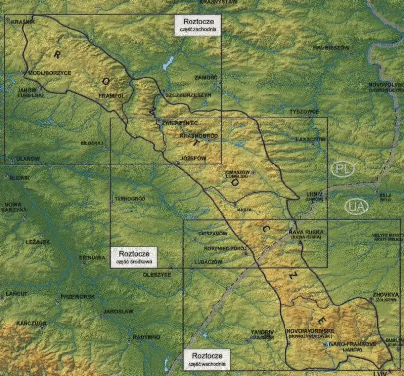 Roztocze krajobrazy mapa