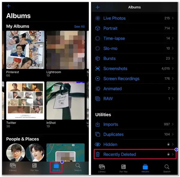 iPhone folder ostatnio usunięte