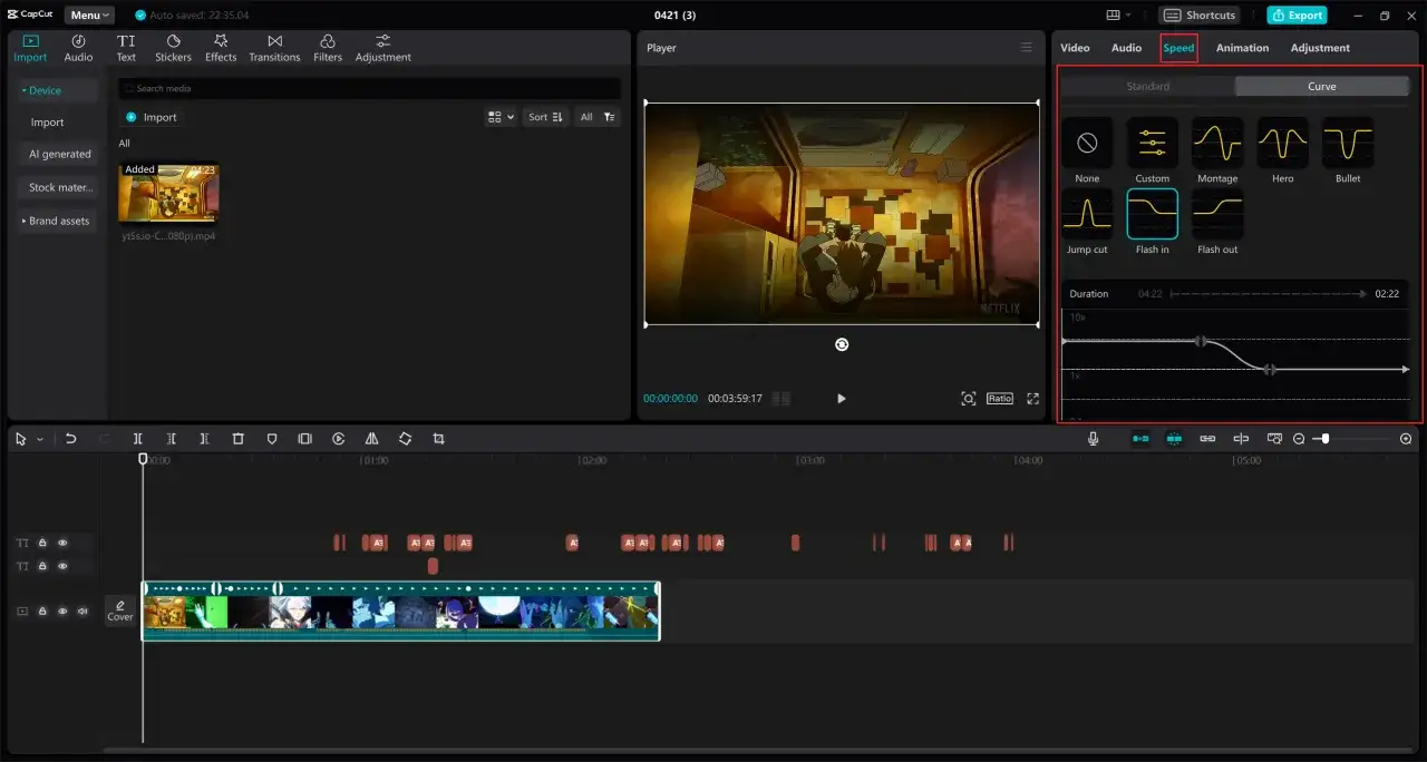 W CapCut możesz przyspieszyć film, wybierając opcję 