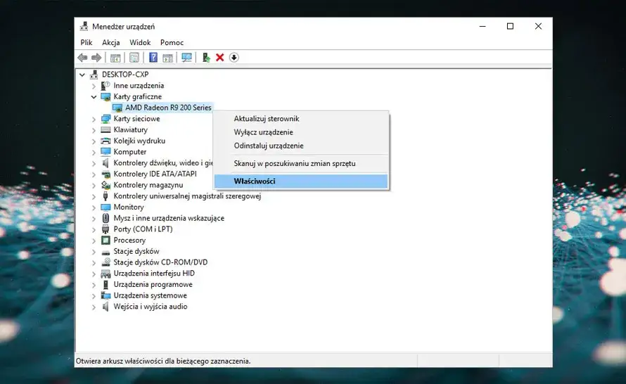 Menedżer urządzeń Windows 10 aktualizacja sterowników