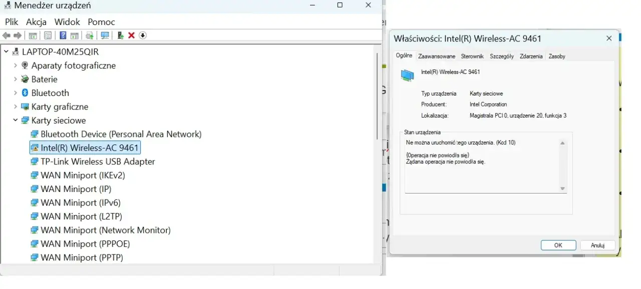 Windows 10 Menedżer Urządzeń Bluetooth wykrzyknik