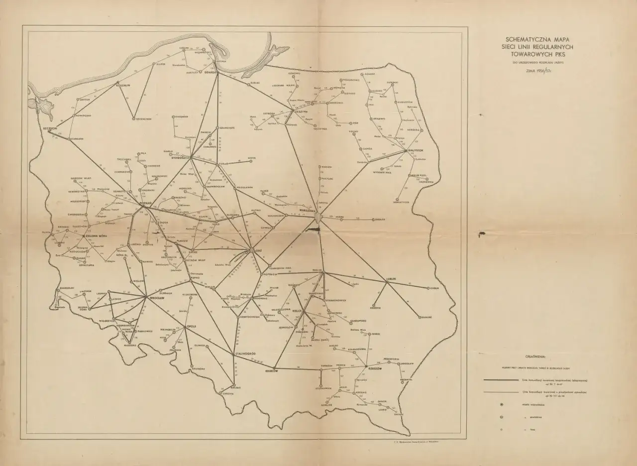 mapa połączeń autobusowych PKS Polska