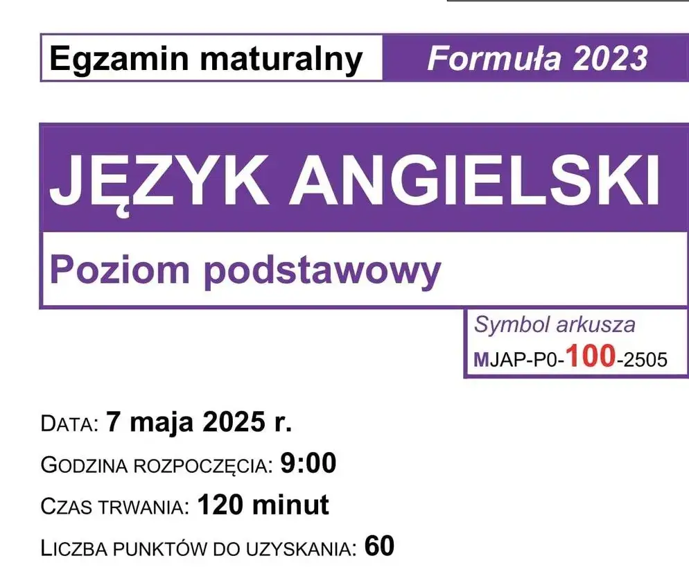 matura angielski arkusz egzaminacyjny