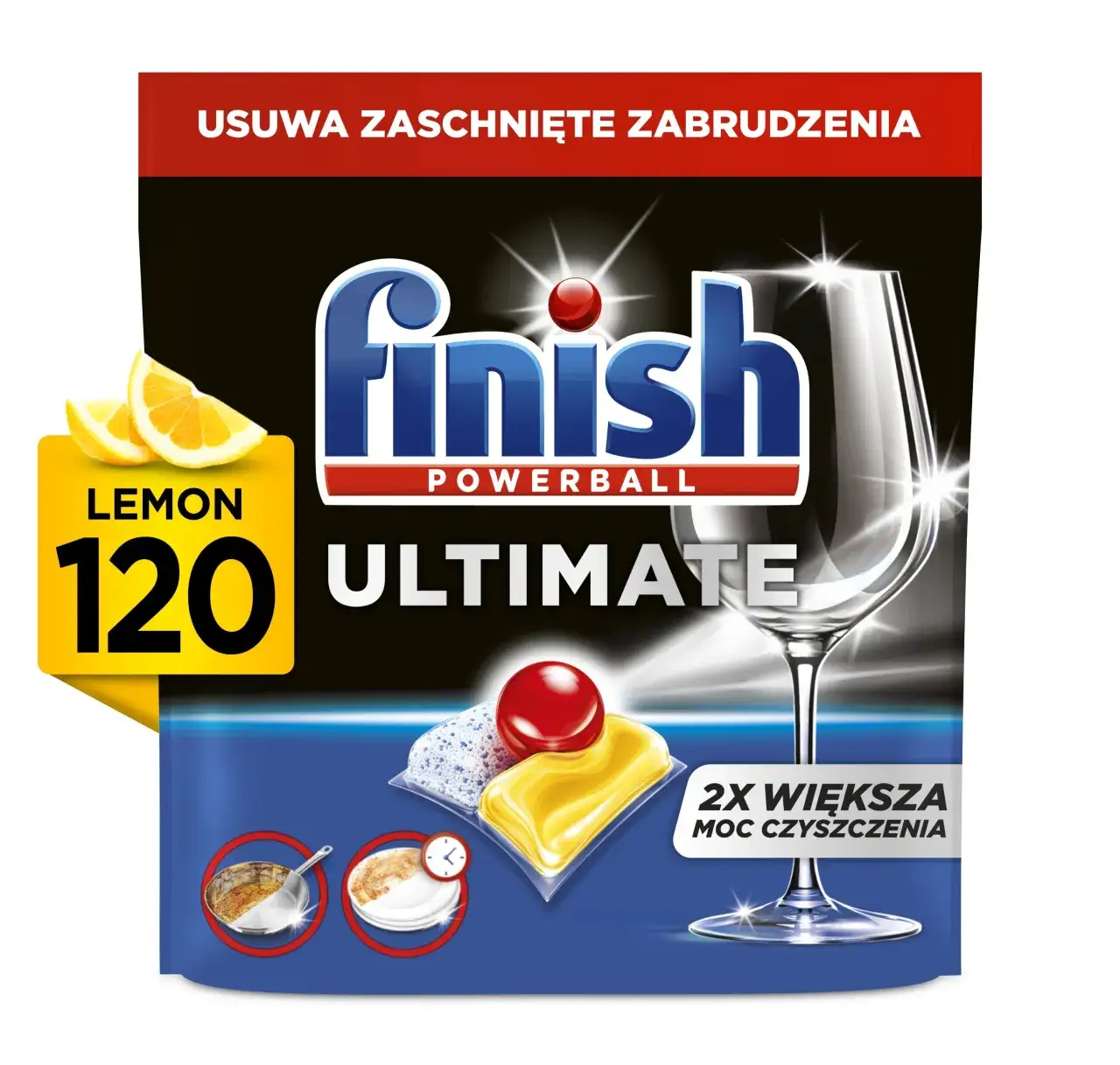 Przekrój tabletki Finish Powerball z czerwoną kulką