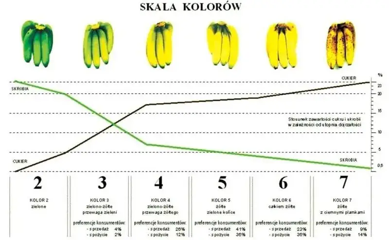Stopnie dojrzałości banana