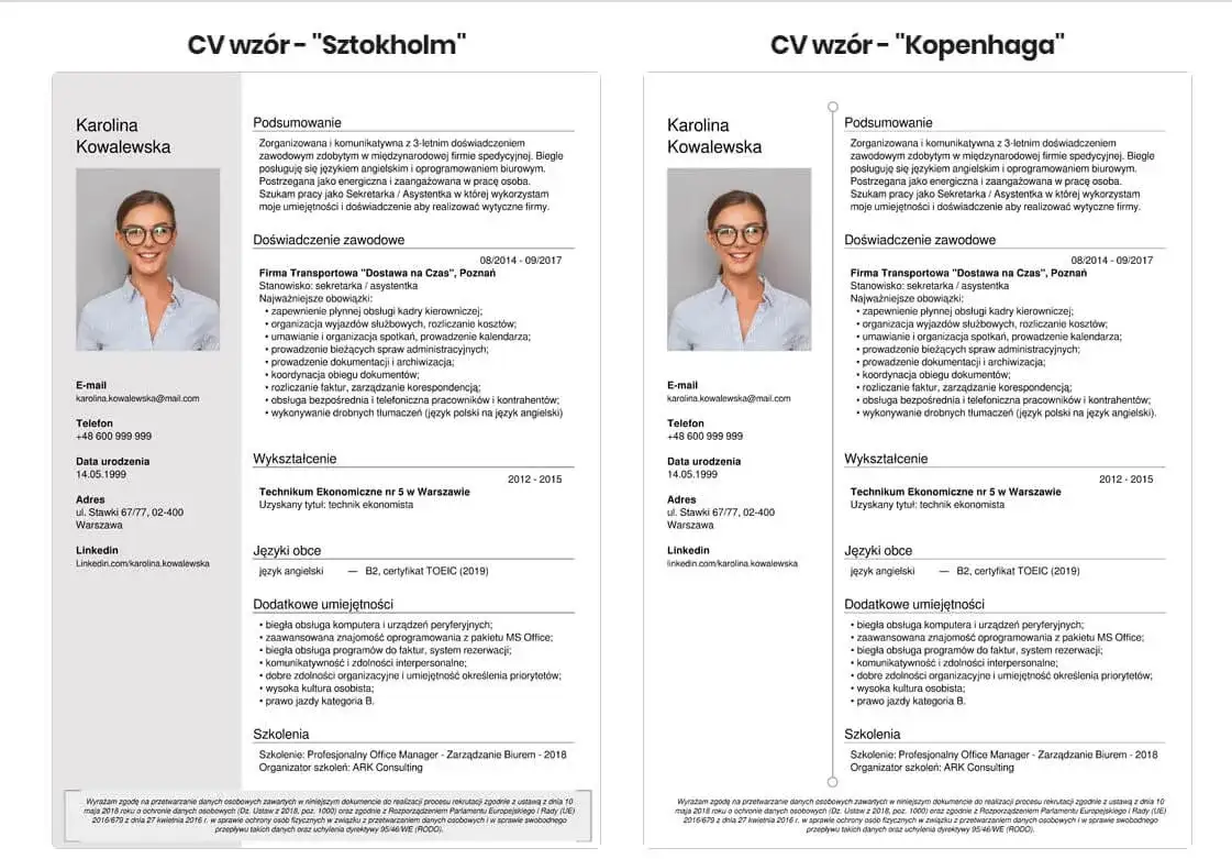 przykłady darmowych kreatorów CV online
