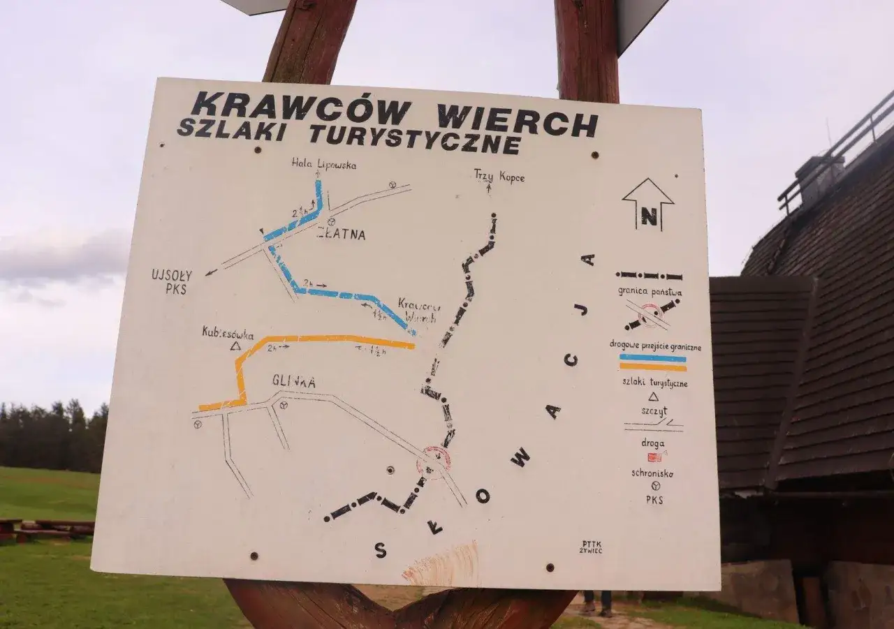szlaki turystyczne Krawc&oacute;w Wierch mapa