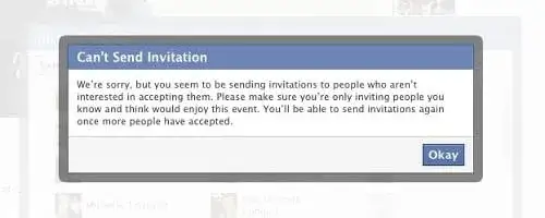 Facebook event invitation limits
