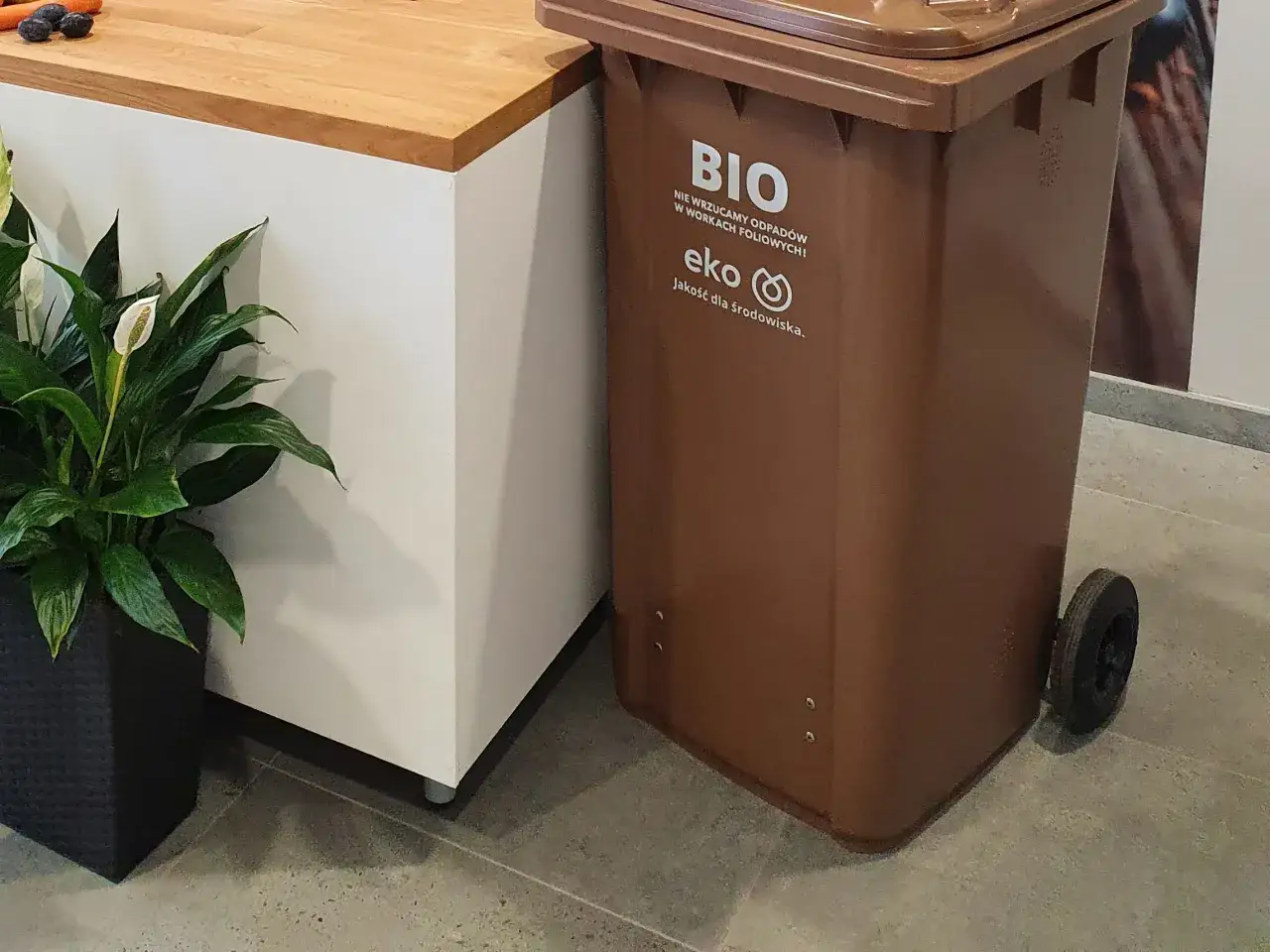 brązowy pojemnik na bioodpady