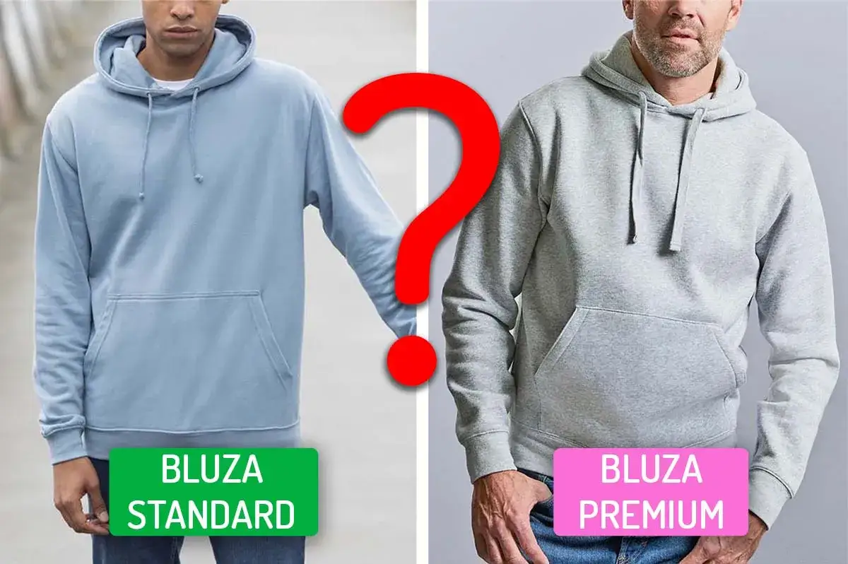 por&oacute;wnanie jakości materiału i szw&oacute;w bluzy