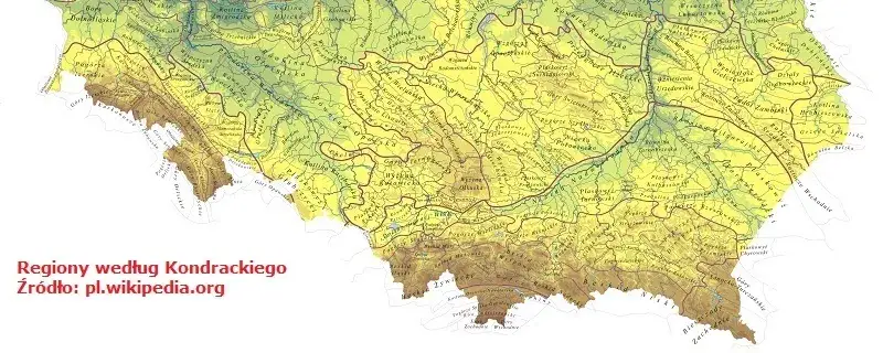 Mapa Polski z pasmami g&oacute;rskimi
