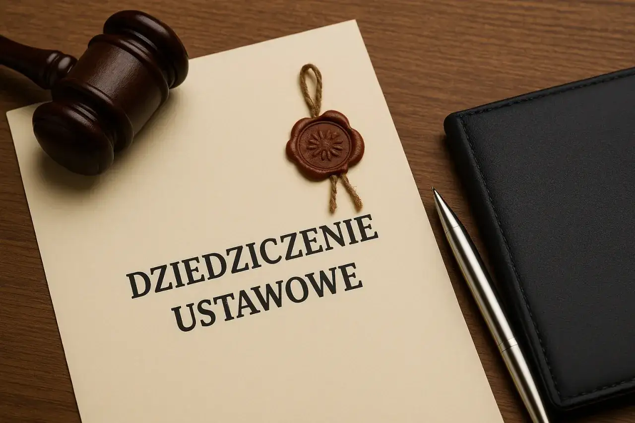 Młotek sędziowski, pieczęć i dokument 
