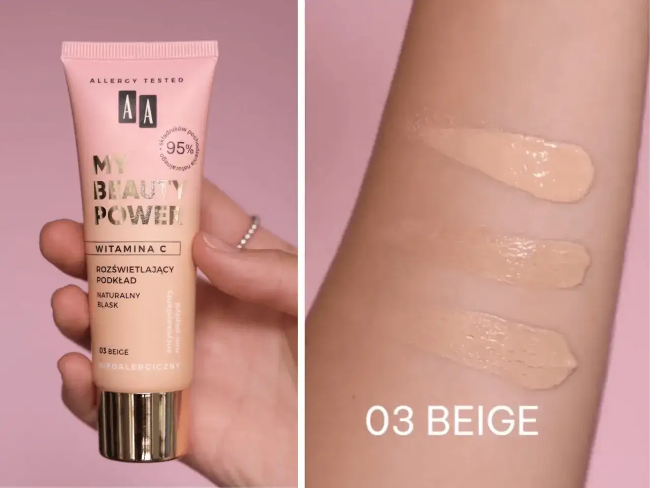 AA My Beauty Power podkład swatche odcieni