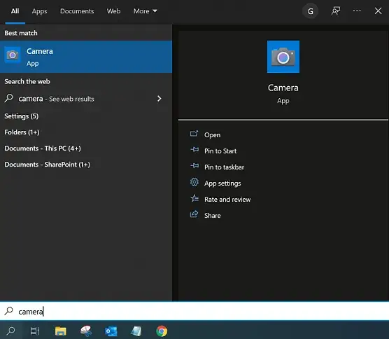 aplikacja aparat windows 10