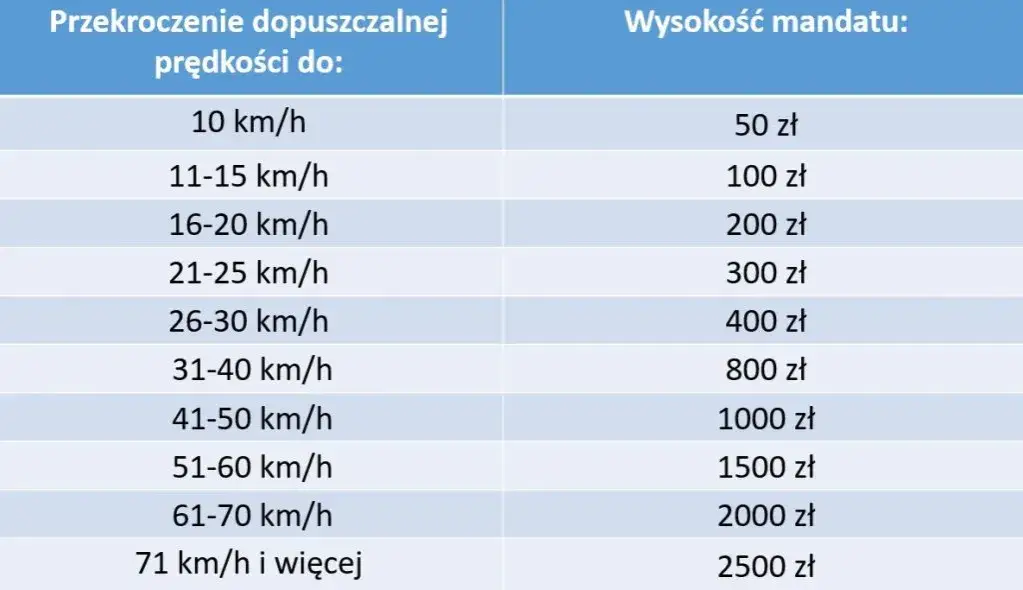 taryfikator mandatów drogowych