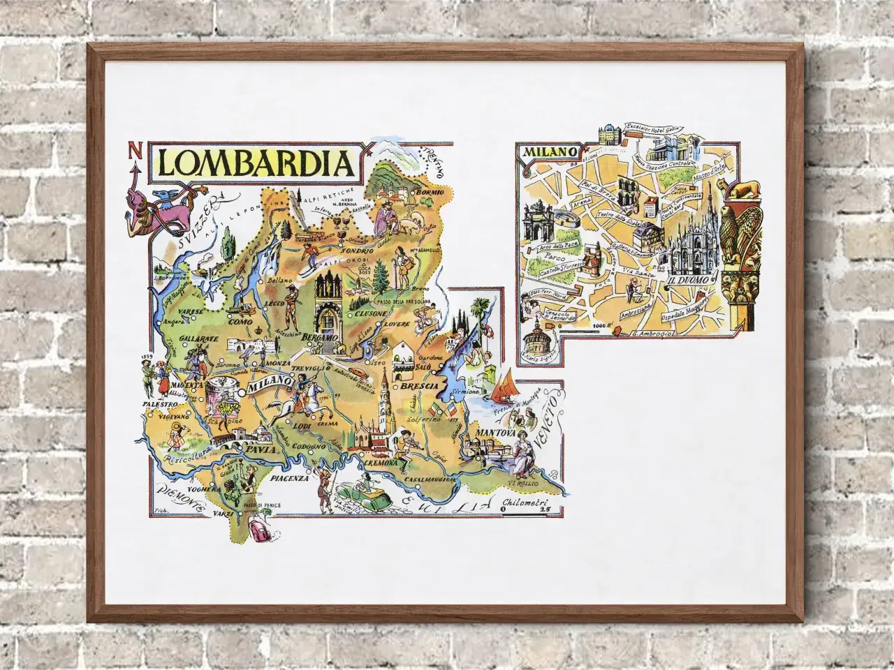 Mappa attrazioni citt&agrave; d'arte Lombardia