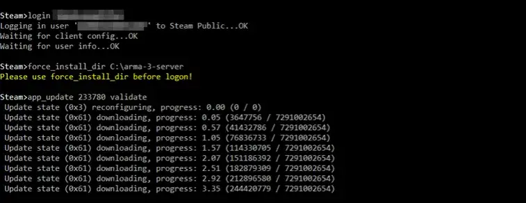 Arma 3 server setup SteamCMD