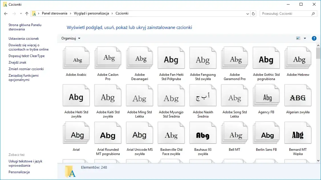 instalacja czcionki windows 10 krok po kroku