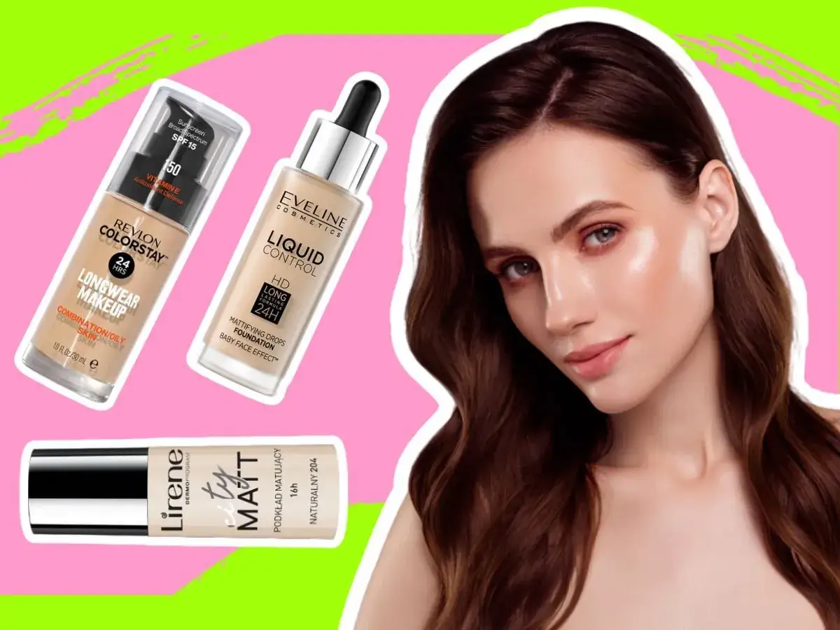 Trwały podkład do twarzy Revlon Colorstay, Eveline Liquid Control i Lirene City Matt zapewnią perfekcyjny wygląd na długie godziny.