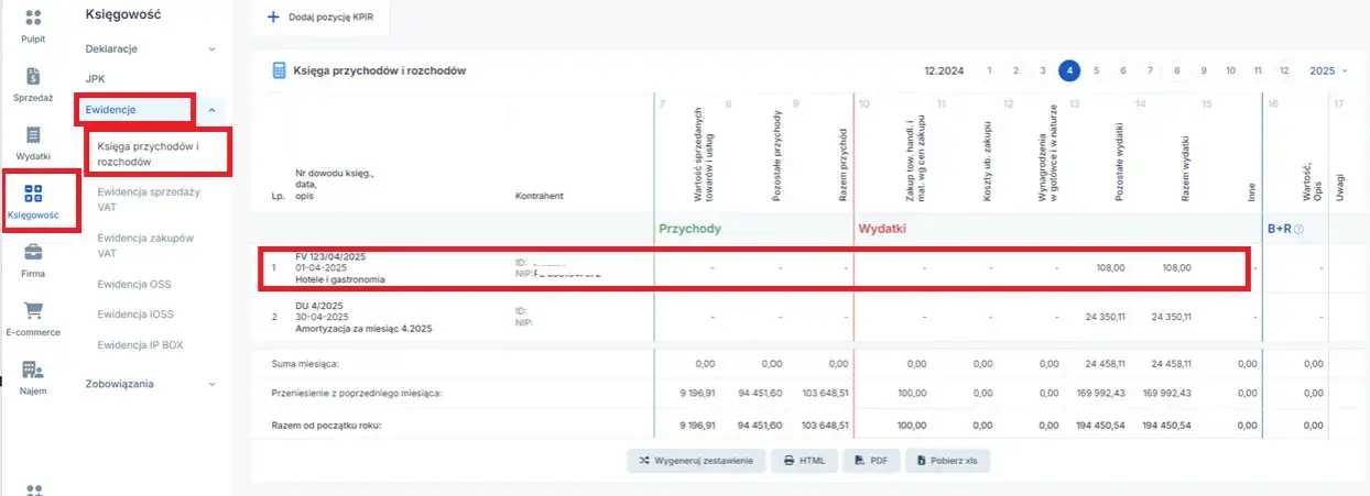 faktura z ukrytymi opłatami za nocleg
