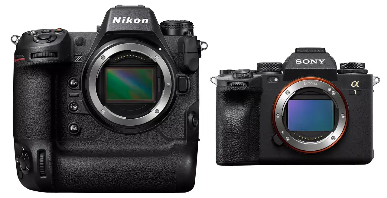 Dwie profesjonalne lustrzanki cyfrowe: Nikon Z9 i Sony Alpha 1, gotowe do uchwycenia każdej chwili.