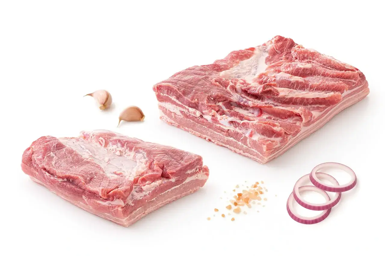 surowy boczek ze skórą nacięty w kratkę