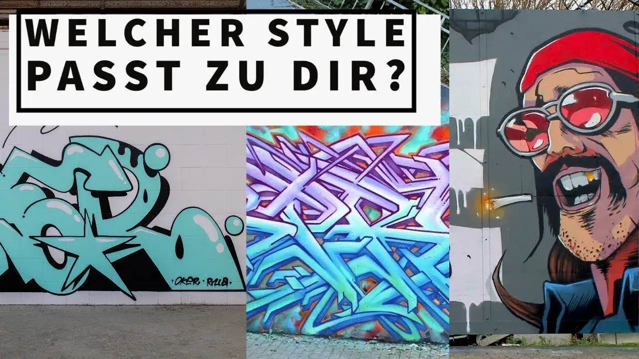 verschiedene graffiti arten an wänden