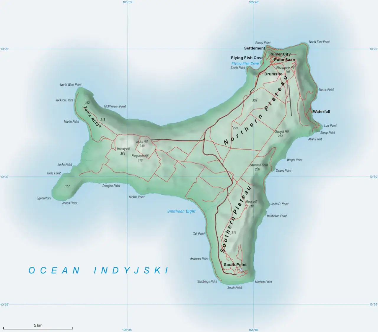 Mapa Wyspy Bożego Narodzenia Ocean Indyjski położenie