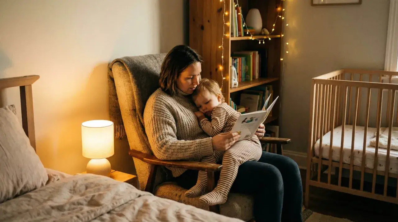dziecko w objęciach rodzica spokojne
