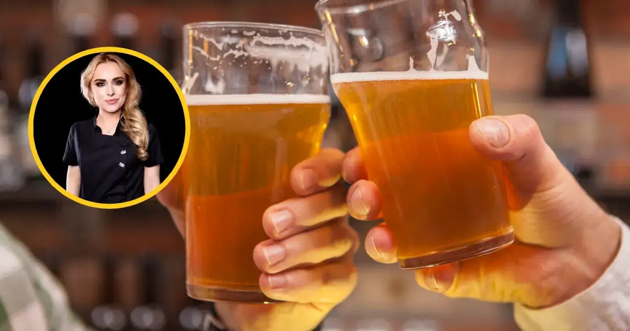 Kobieta w czarnej bluzce i dwa kufle piwa. Zastanawiasz się, ile wódki to jedno piwo?