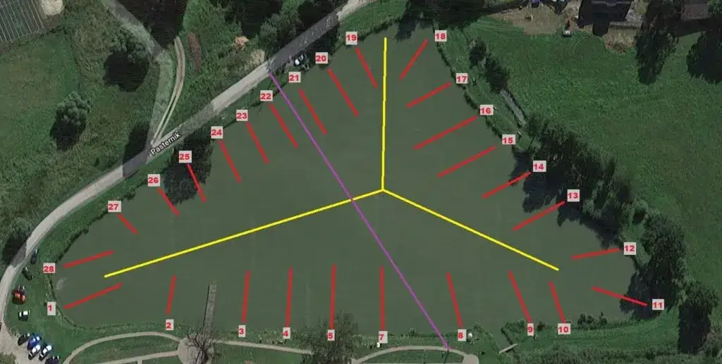 Mapa łowisk Pod Dębem Polska