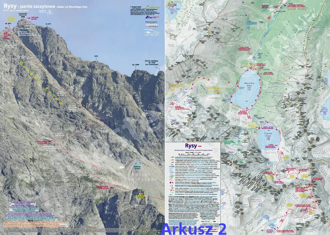 Mapa szlaku na Rysy od polskiej strony