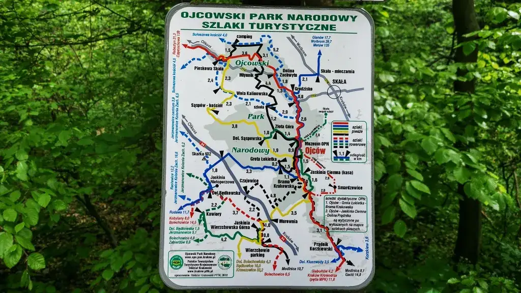 Ojcowski Park Narodowy atrakcje mapa