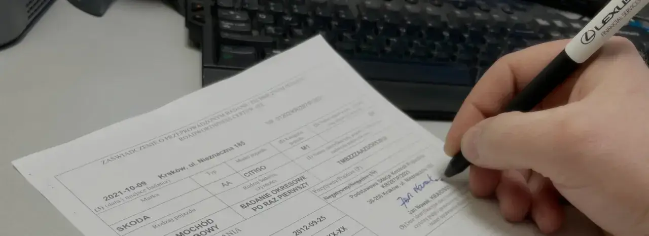 zaświadczenie o negatywnym wyniku badania technicznego