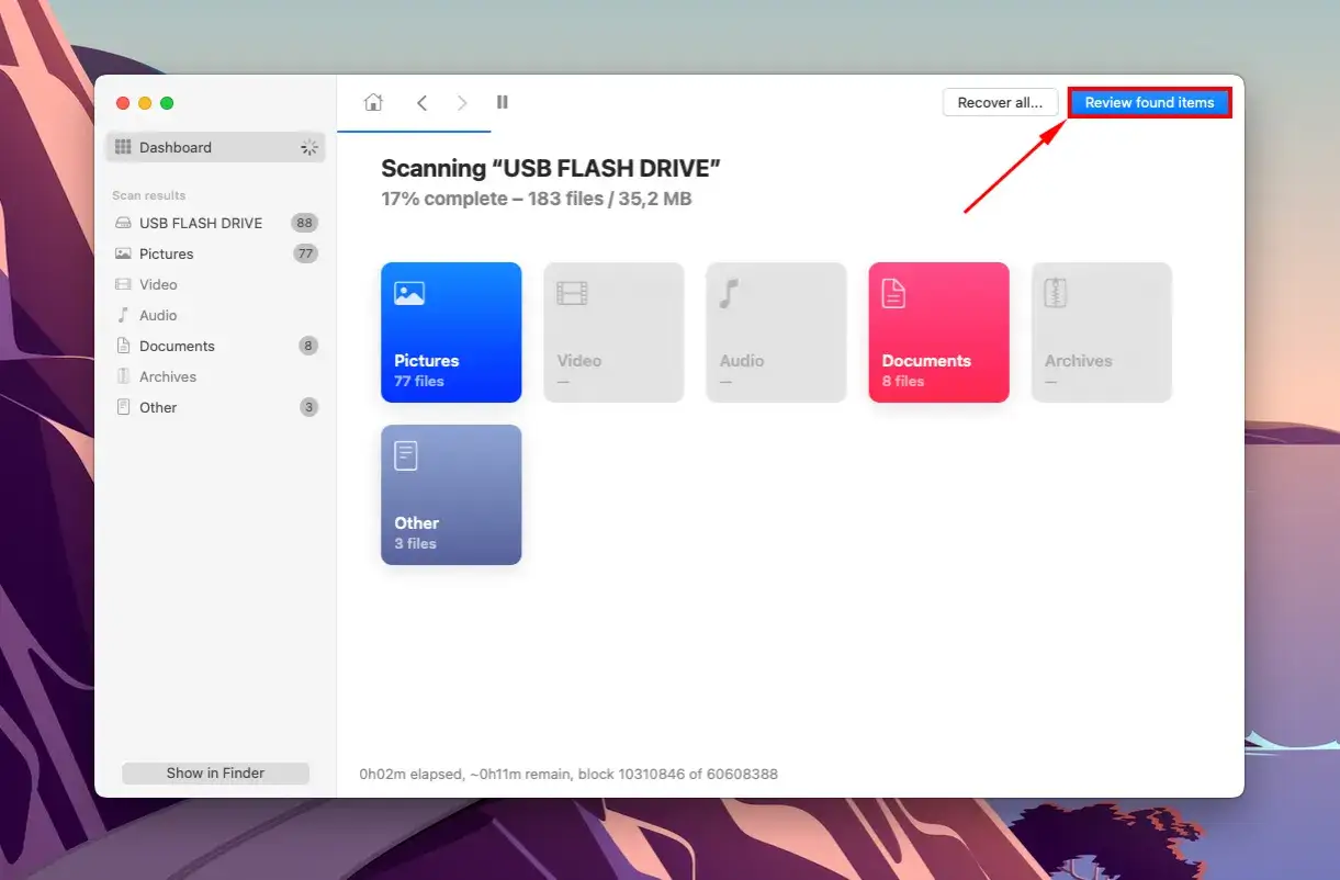 MacBook nie widzi pendrive, ale program skanuje 