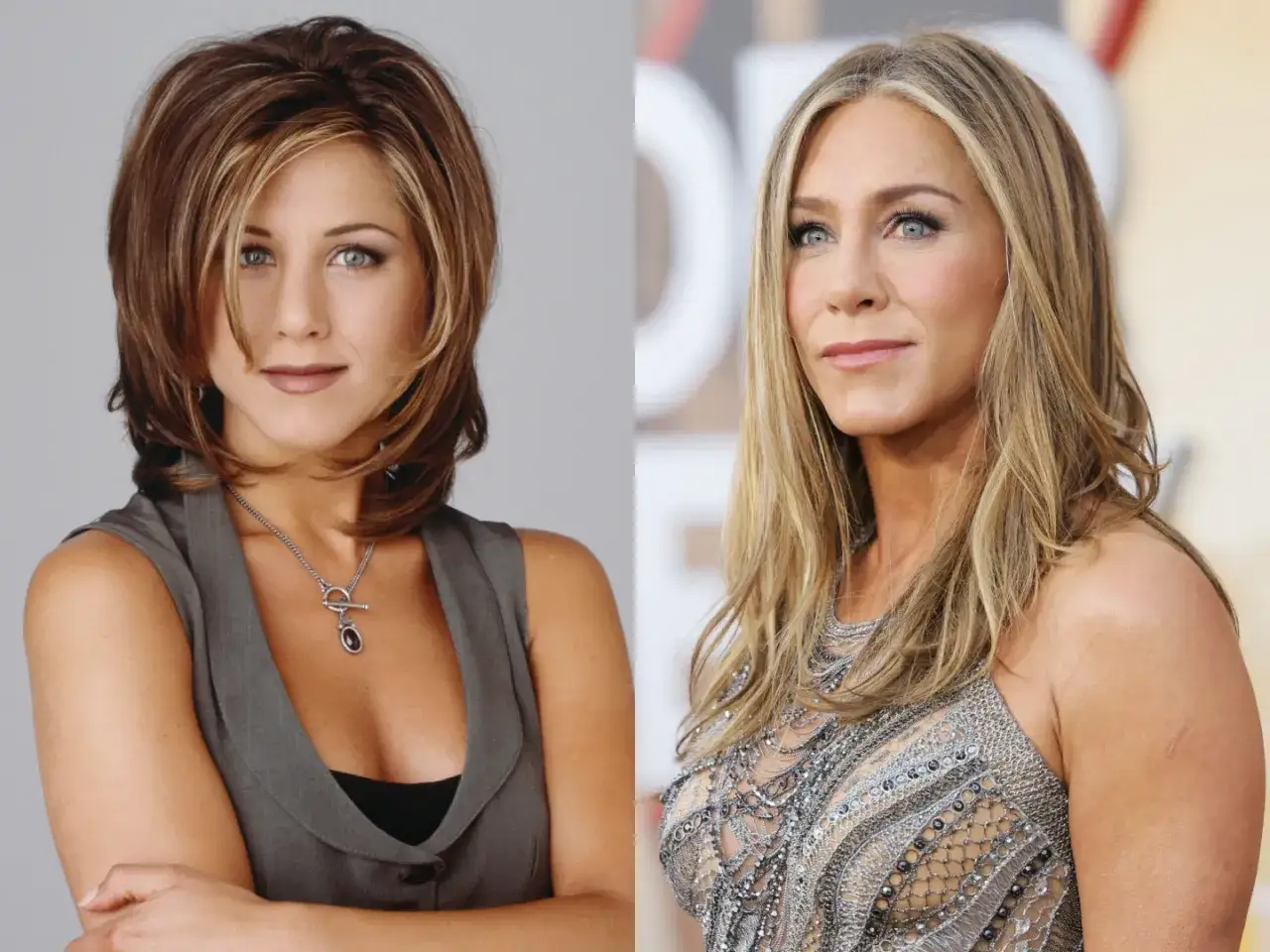 Jennifer Aniston: por&oacute;wnanie wyglądu z lat 90. i dziś. Spekulacje o jennifer aniston operacje plastyczne.