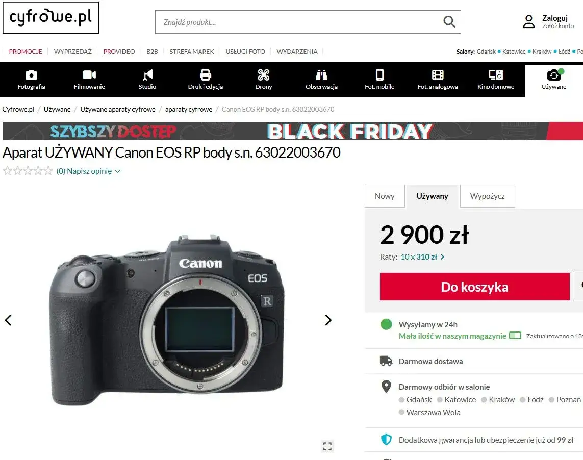 Sprawdzanie używanej lustrzanki przed zakupem