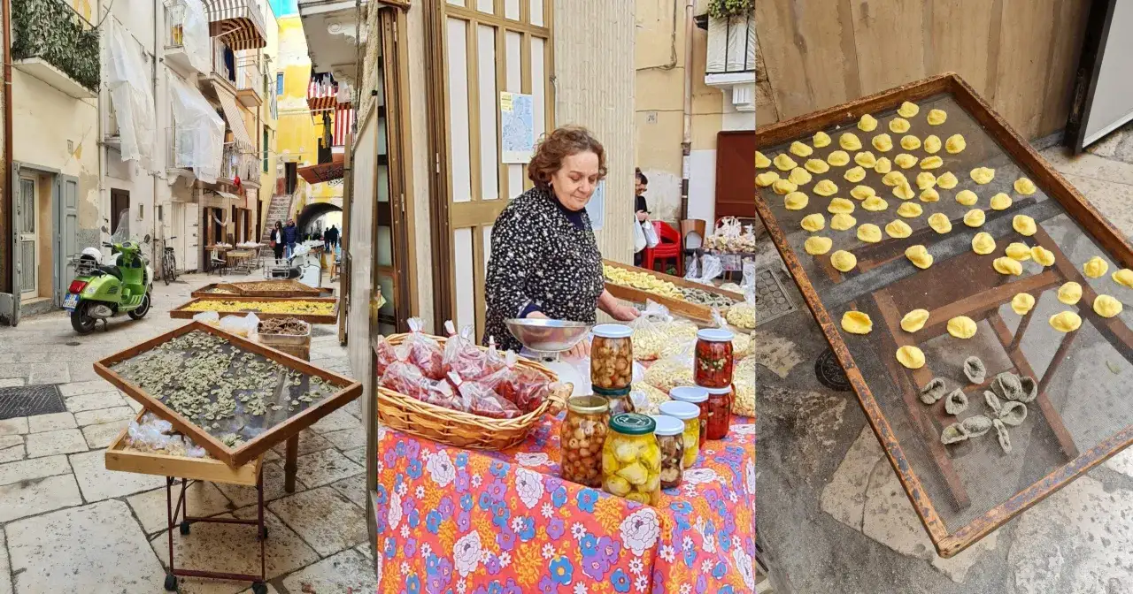 Włoskie nonny robiące orecchiette w Bari