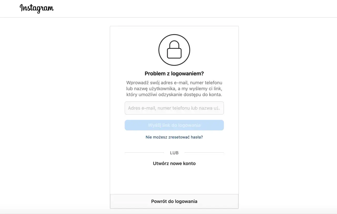 Instagram resetowanie hasła krok po kroku