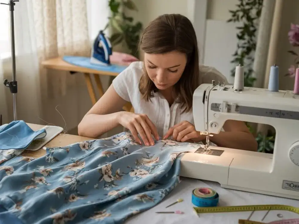 narzędzia krawieckie do przer&oacute;bek, maszyna do szycia i kliny