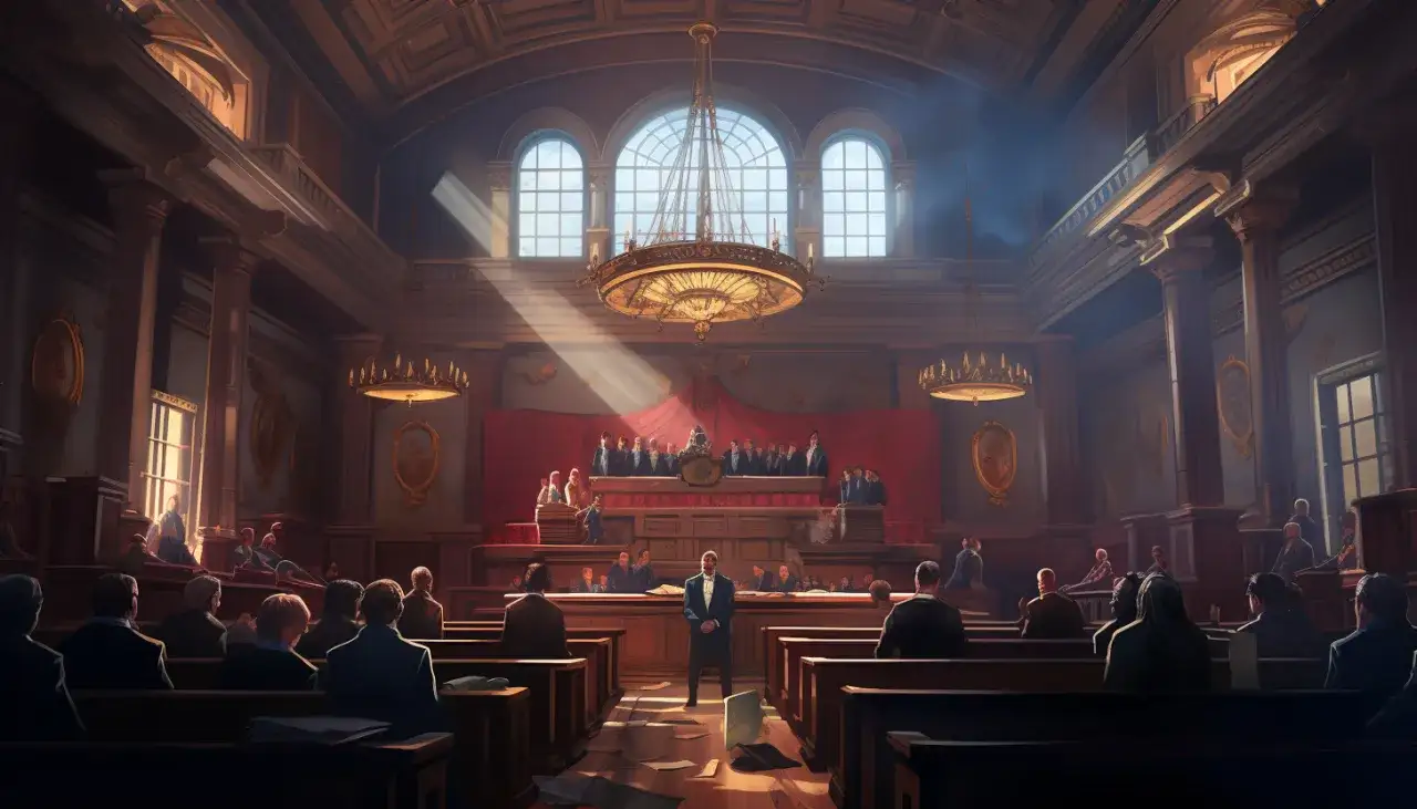 W sali sądowej, gdzie zapada decyzja, czy można wyrzucić z domu osobę zameldowaną na stałe.