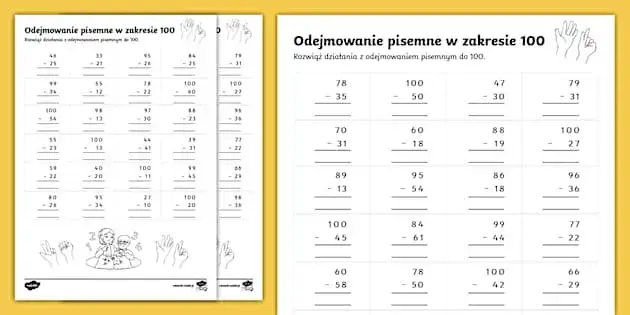 odejmowanie krok po kroku dla dzieci