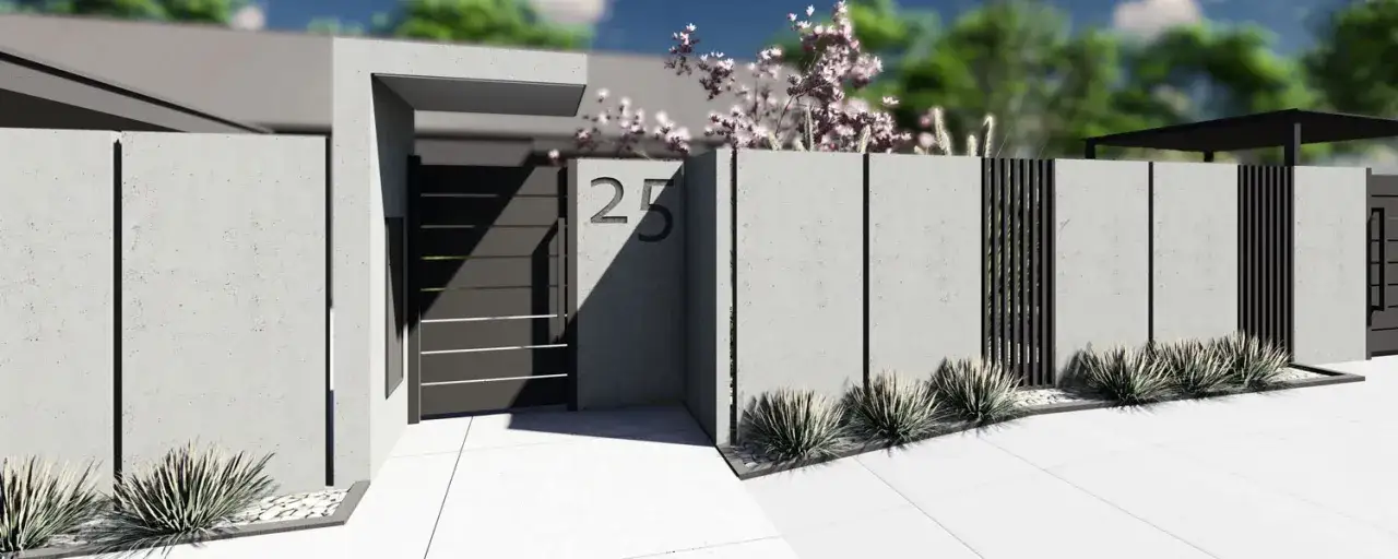 nowoczesne ogrodzenie betonowe architektoniczne