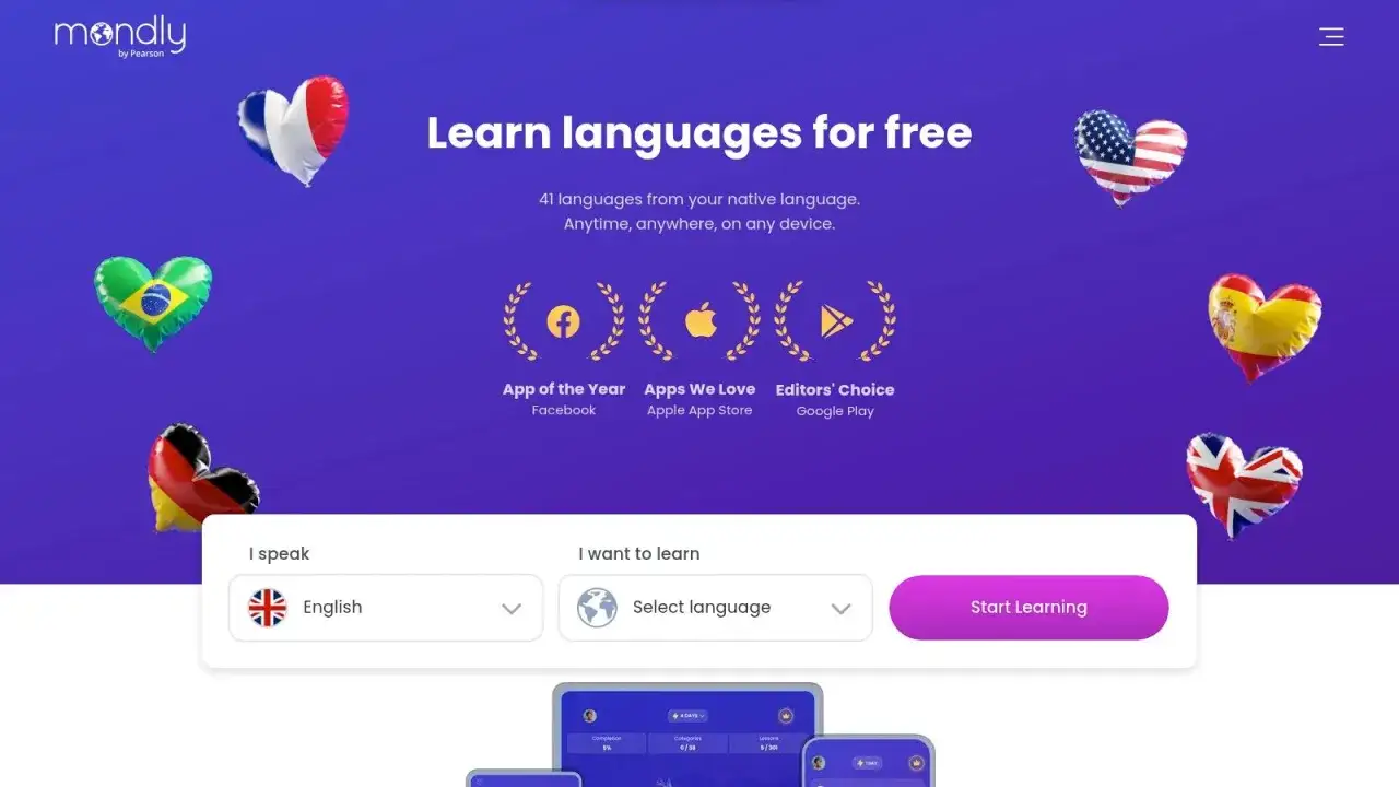 Szukasz idealnej aplikacji do nauki angielskiego? Mondly oferuje 41 języków, nagrody i darmowe lekcje. Zacznij naukę już dziś!
