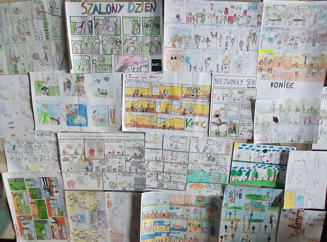 Kr&oacute;tki komiks do szkoły, przedstawiający r&oacute;żne historie i przygody uczni&oacute;w.
