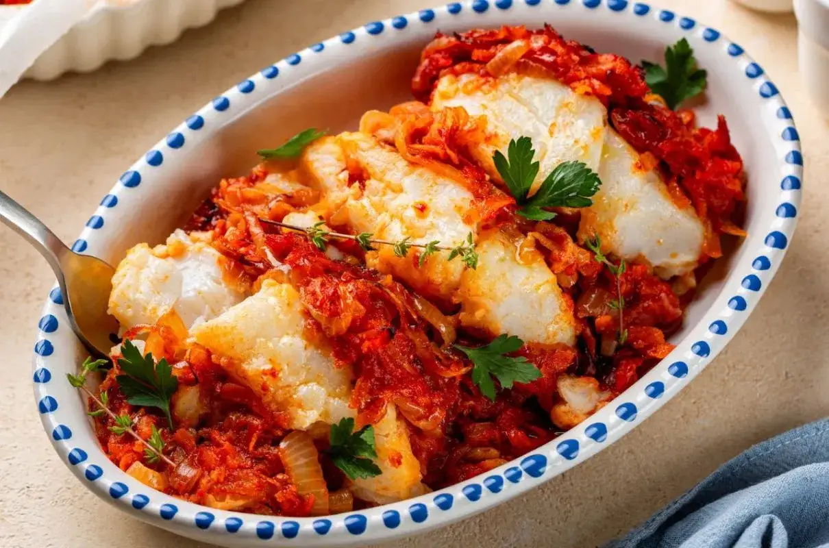 Filety białej ryby na desce