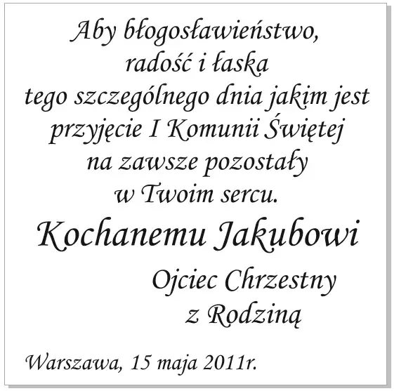 życzenia komunijne od chrzestnej i dziadk&oacute;w