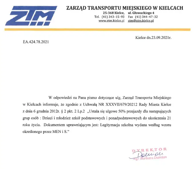 legitymacja szkolna słuchacza szkoły policealnej i zniżki na transport