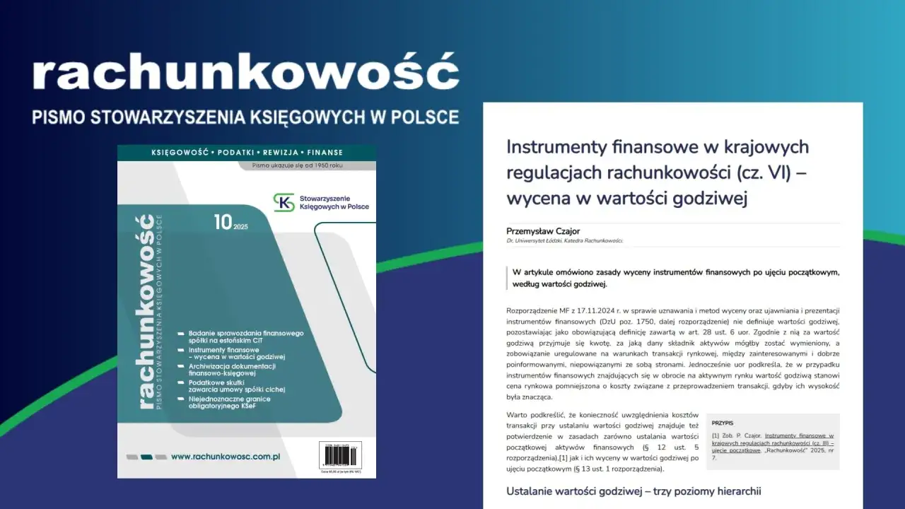 Artykuł o instrumentach finansowych i ich wycenie w wartości godziwej. Omówiono zasady wyceny po ujęciu początkowym.