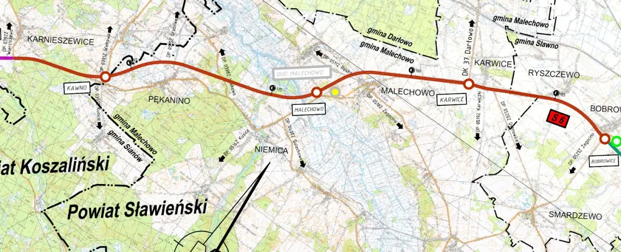Mapa kolejowa Darłowo Sławno Koszalin